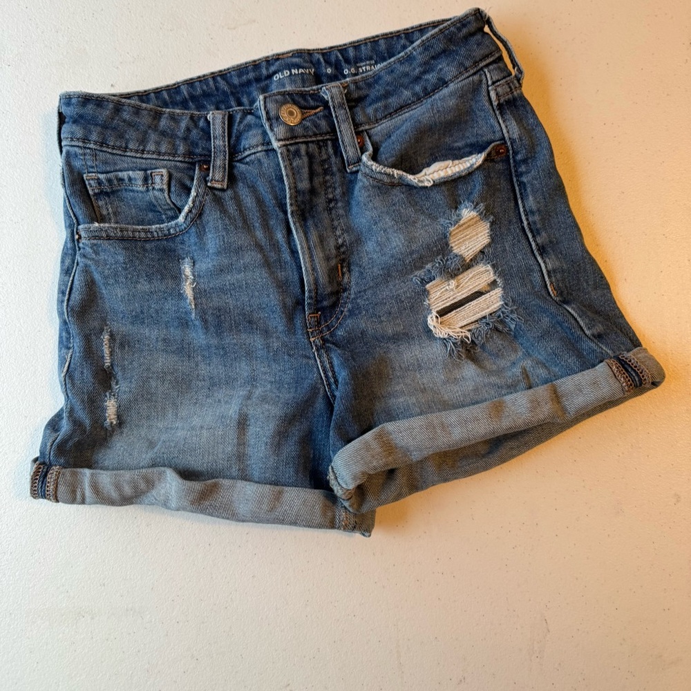 Old Navy Distressed High Rise OG Straight Shorts | 0